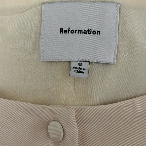 Reformation Ivory Sculpted Waist Button-Front Blouse - Picture 7 of 7